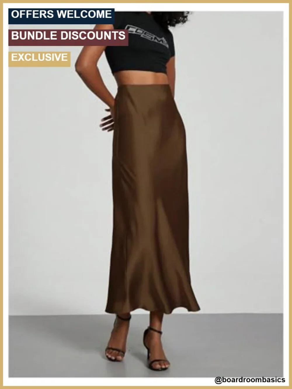 Satin Maxi Skirt High Waisted A-Line Long Elegant Office